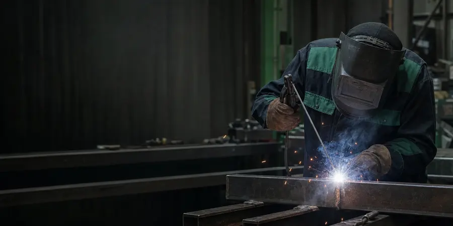 Profesional trabajando en un taller de soldadura